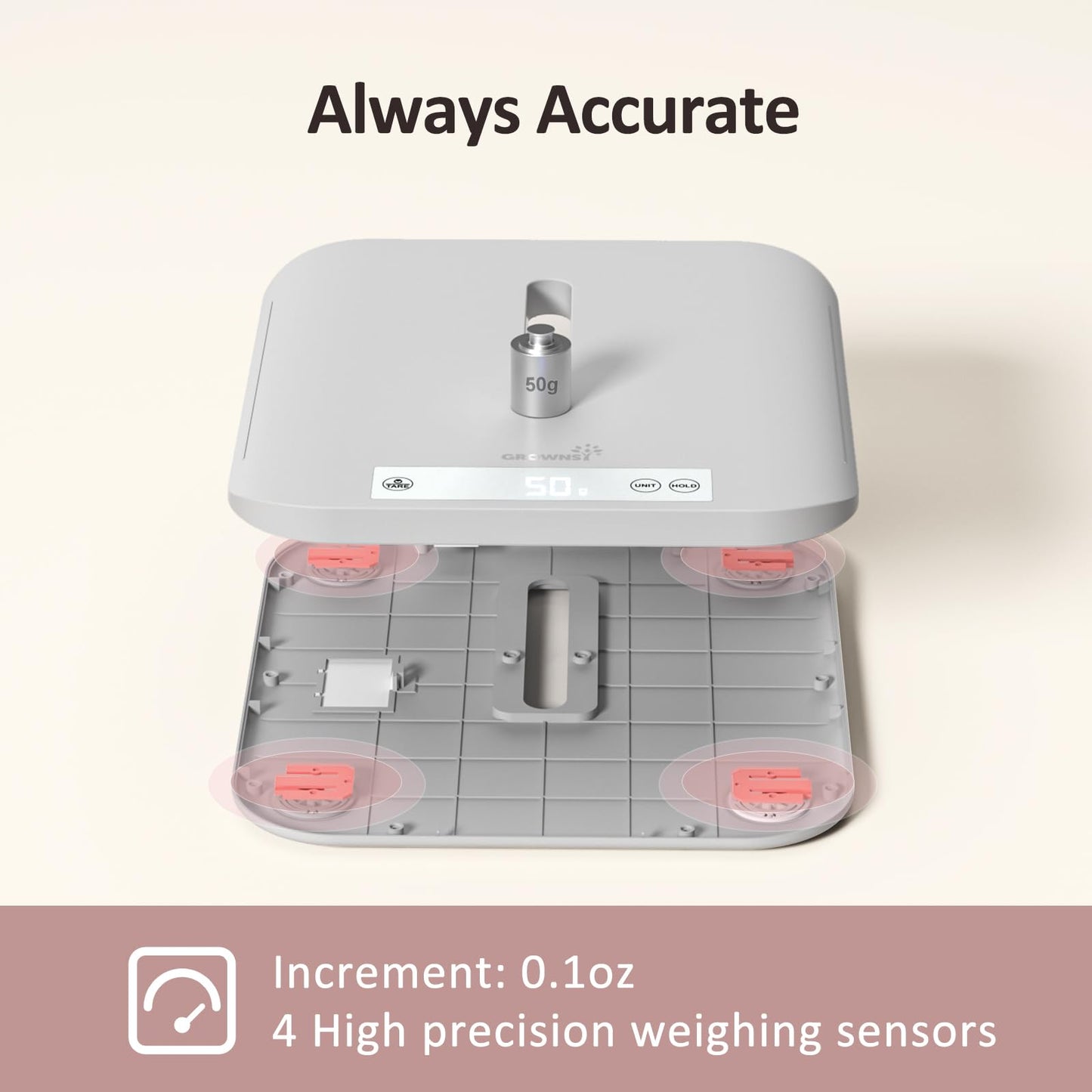 Multifunctional Baby & Pet Scale - Weigh Up to 330lbs, Digital with Hold Function, Height Measurement, 5 Units, LED Screen Grey