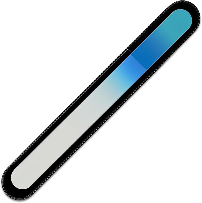 Mont Bleu Rainbow Crystal Nail File in Black Pouch - Large/Professional Size - Czech Tempered Glass - Handmade in Bohemia (Czech Republic)