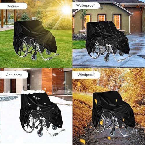 Wheelchair Cover Waterproof Electric Wheelchair Covers for Indoor and Outdoor Travel, 210D Oxford Mobility Scooter Cover for Storage, Prevent Rain Wind Dust Dirt Snow Sun 40x30x40 Inch (Black)
