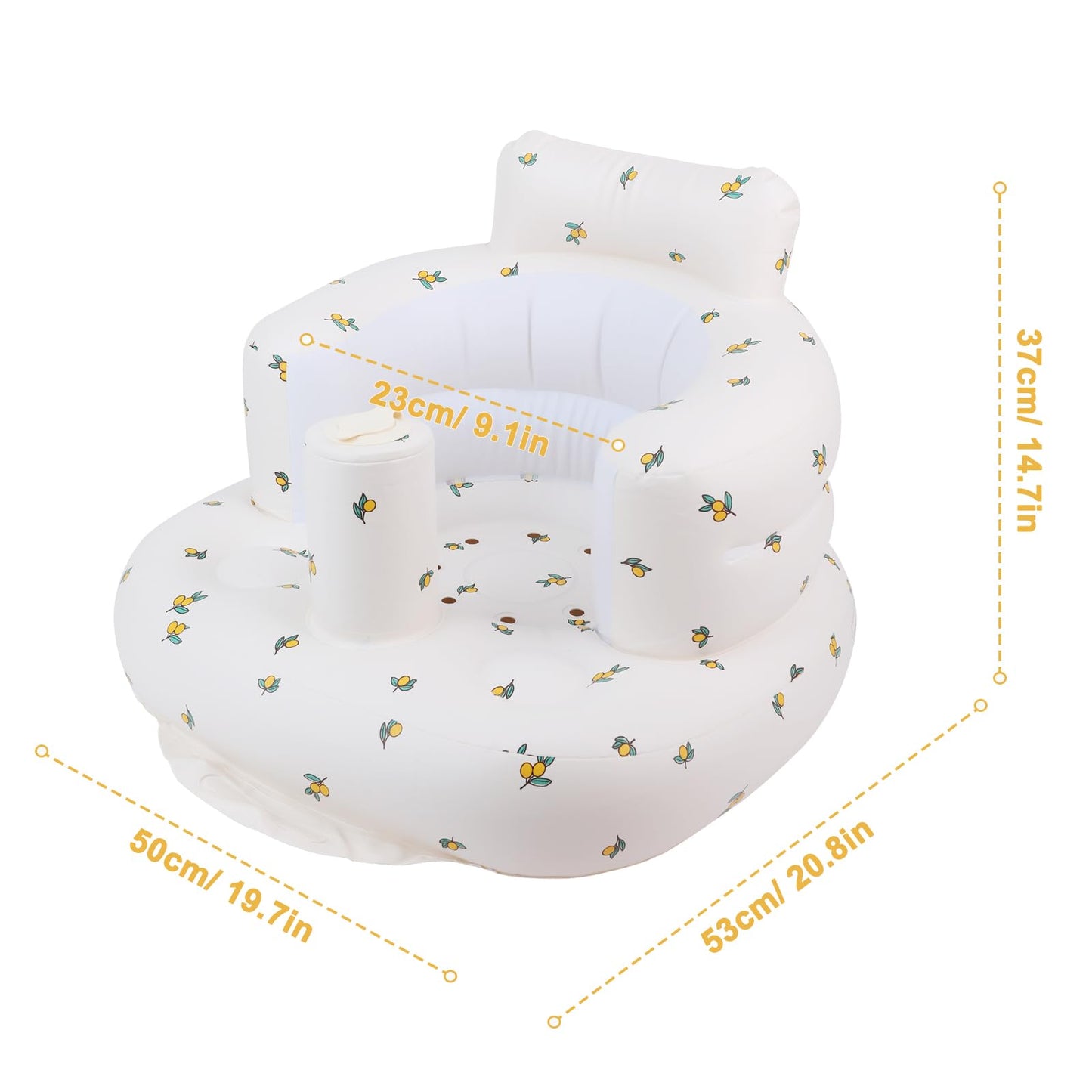 EKEPE Inflatable Baby Seat for Babies 3 Months & Up, Baby Floor Seats for Sitting Up, Baby Seats for Infants, Blow Up Baby Chair with Built in Air Pump - Olive Flower