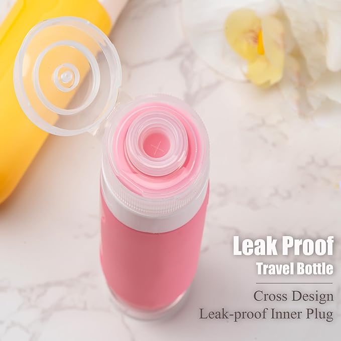 MODENGKONGJIAN Travel Bottles for Toiletries,TSA Approved Silicone Squeezable Travel Shampoo Bottles, 3oz Leak Proof Refillable Toiletry Cosmetic Containers （15 Pcs/Colorful）