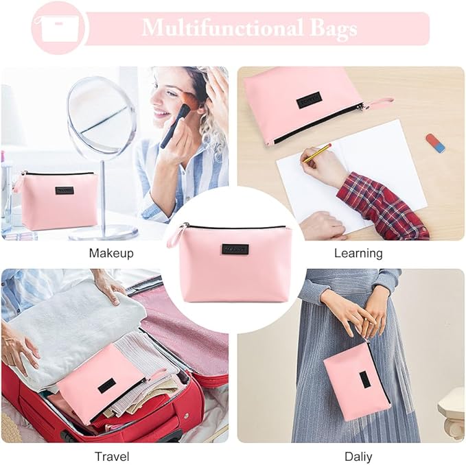 Cosmetic Bags for Women Small Makeup Bag for Purse Pu Leather Makeup Pouch Travel Makeup Bag with Zipper Make Up Bag for Travelling