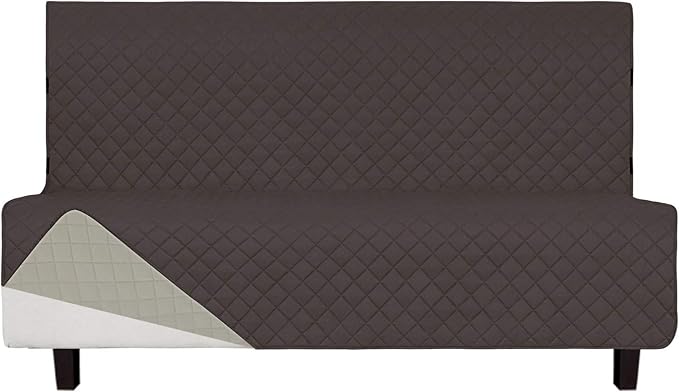 Easy-Going Futon Slipcover - Reversible Sofa Cover, Armless, Water Resistant - Pets & Kids (Chocolate/Beige)