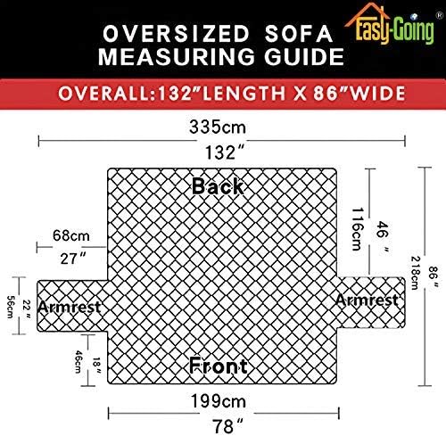 Easy-Going Reversible Oversized Couch Cover for 3 Cushion Couch Sofa Cover for Dogs Water Resistant Furniture Protector Cover with Foam Sticks for Pet Cat (Oversized Sofa, Cyan/Ivory)
