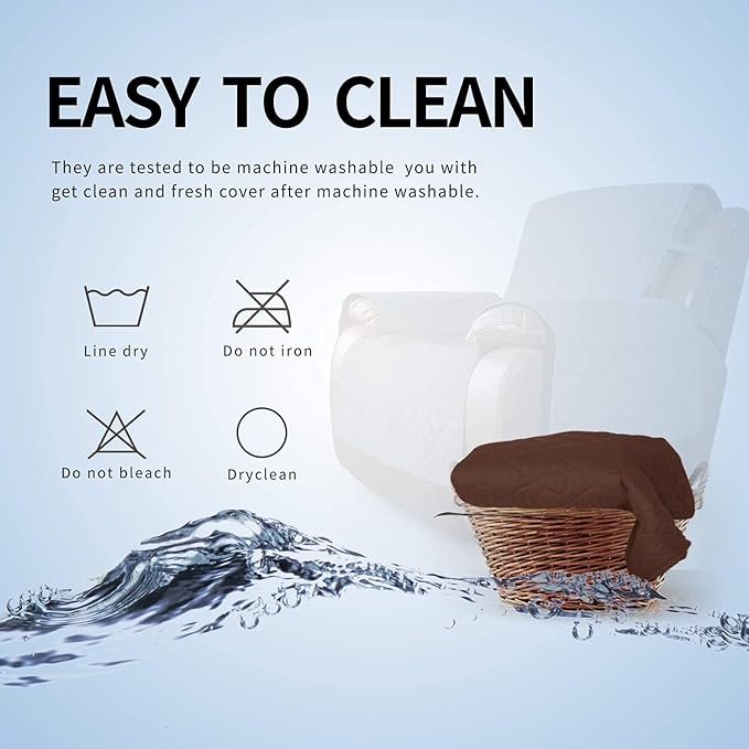 Easy-Going Oversized Recliner Cover Reversible Couch Cover Sofa Cover for Living Room Water Resistant Furniture Protector with Elastic Straps for Pets Dog (Oversized Recliner, Coffee/Ivory)