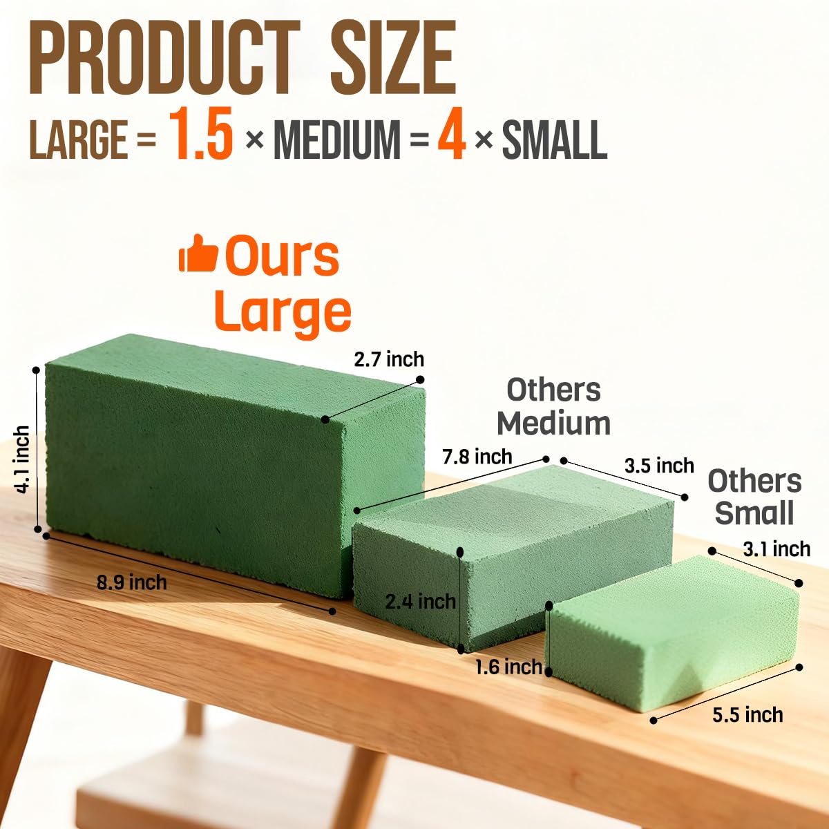 Pack of 12 Floral Foam Blocks, 8.9"x4.1"x2.7" Dry and Wet Flower Foam for Fresh and Artificial Flowers, Florist Styrofoam Flower Arrangements Supplies, Decorations for Wedding, Birthdays and Garden