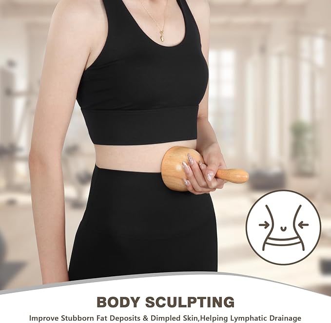 Wood Therapy Massage Tools 4-in-1, Wooden Lymphatic Drainage Massager Body Cellulite Remover, Professional Maderoterapia Kit Cellulite Massager for Body Sculpting,Contouring,Relief Muscle