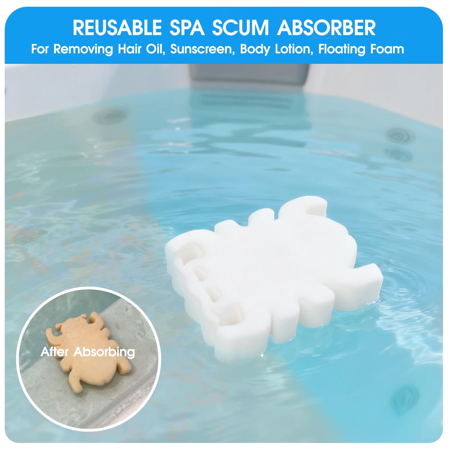 TidyMister 5-in-1 Spa Cleaning Set - Hot Tub Small Pools Maintenance Accessories Kit - Skimmer Net, Round Brush, 2ft Pole, Scrub Glove and Scum Absorber