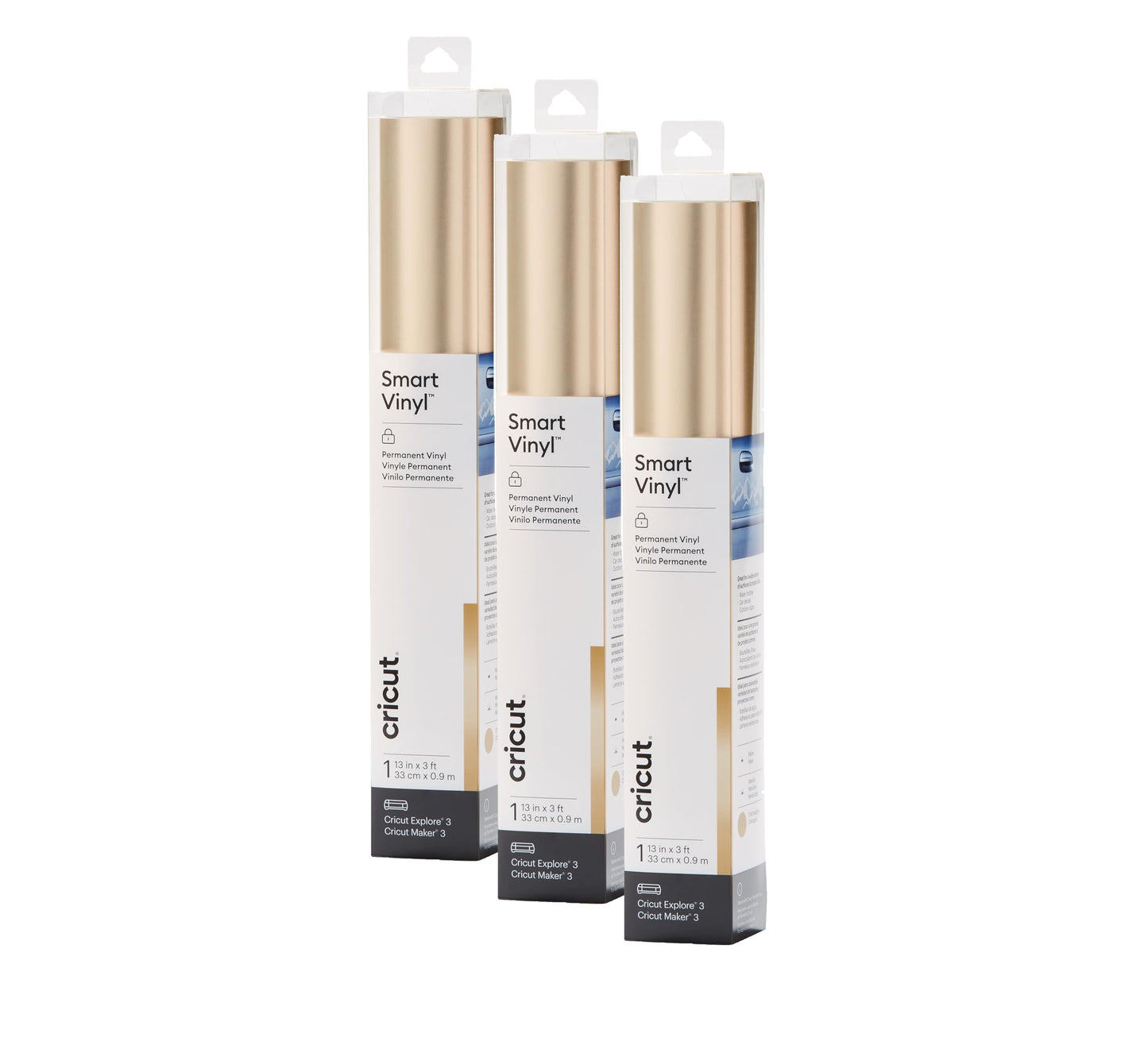 Cricut Smart Permanent Vinyl, Matte Metallic (Champagne) | 3-Pack of 3ft Rolls (13"x36") - Matless Cutting up to 12ft - Compatible with Maker & Explore Machines
