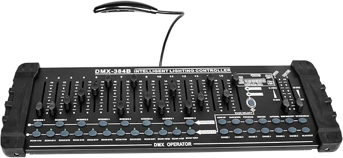 DMX512 DJ Controller 384CH DMX Cotroller Use for Program Editing of Bar Club Live Lights Show Support 30 Banks 8 Scenes 24 Fixtures Stage Lighting Console