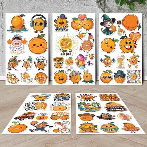 Fruit Orange Stickers 50 Pieces Vinyl Waterproof Decal for Laptop Water Bottle Phone Car Window Bike Motorcycle Stakeboard Scrapbook Oranges Sticker Gifts for Kid Adult