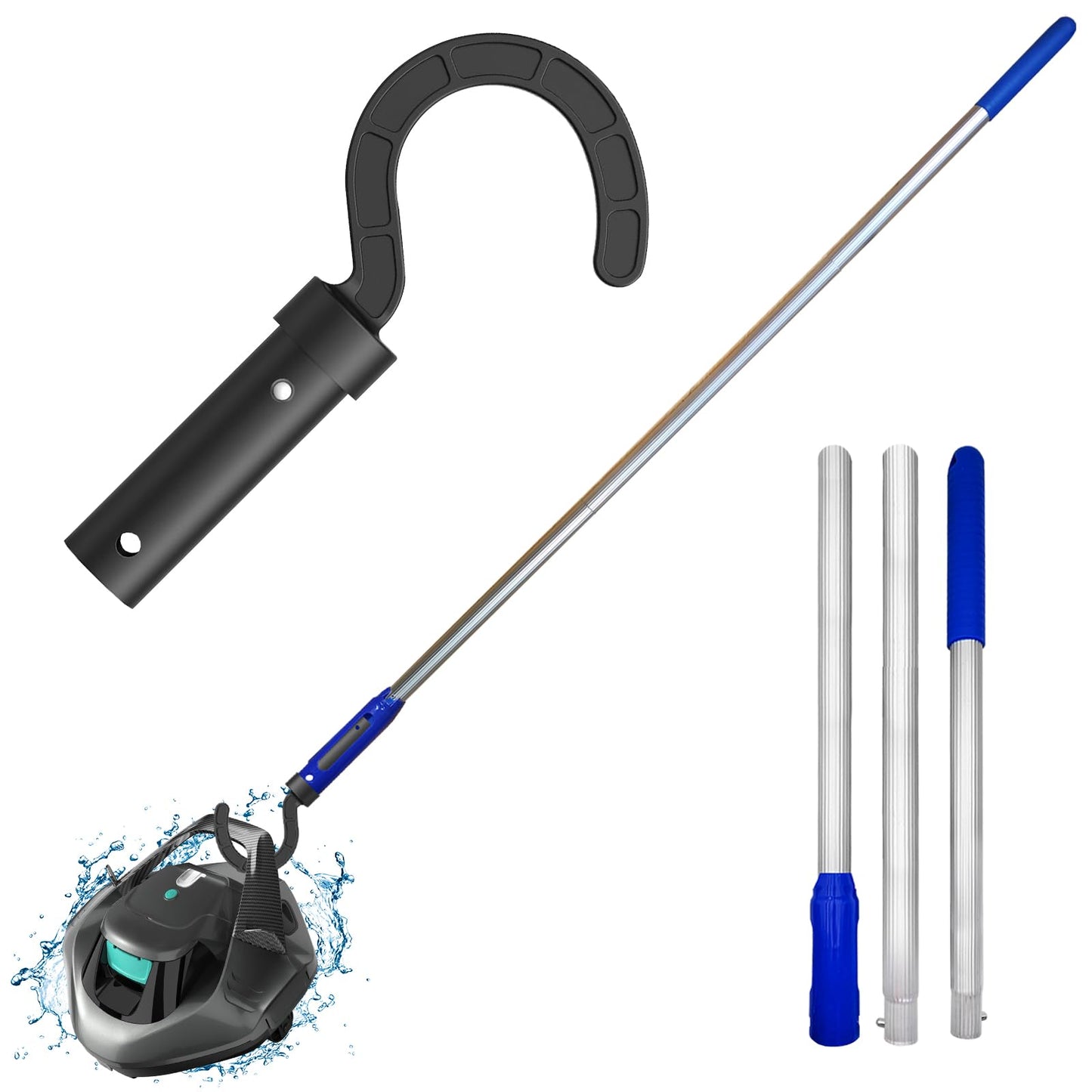 Hook for All Robotic Pool Cleaner with Swimming Pool Pole, Accessories Hook Customized for Pool Vacuum Robot Including Cordless,Above Ground and Underwater