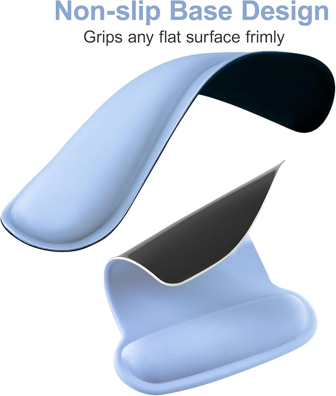 MOSISO Wrist Rest Support for Mouse Pad & Keyboard Set, Ergonomic Mousepad Non-Slip Base Home/Office Pain Relief & Easy Typing Cushion with Neoprene Cloth & Raised Memory Foam, Air Blue