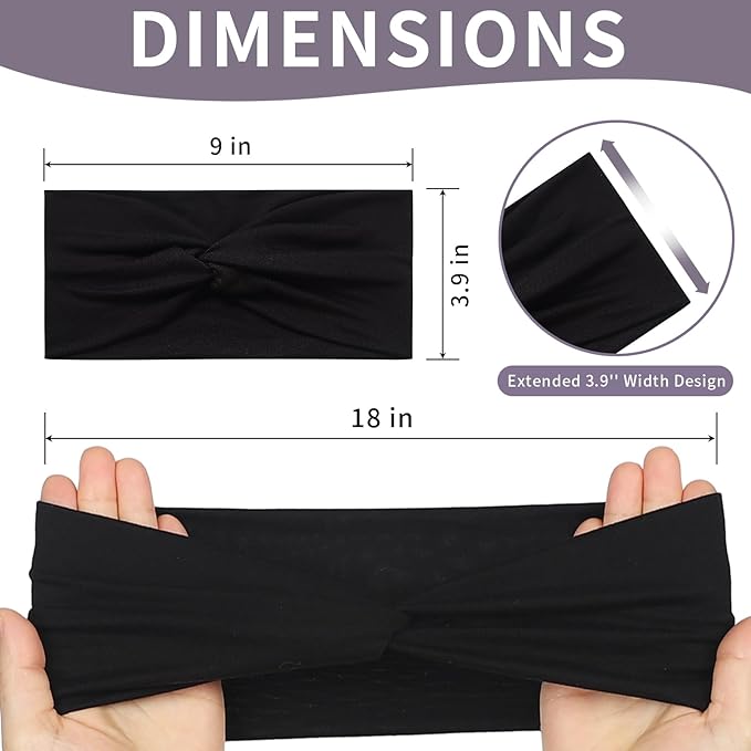 12 Pcs Stretchy Headbands for Women, Absorbed Sport Headband Soft Twist Knotted Hairbands for Daily Life Yoga Workout(Black/Grey/White)