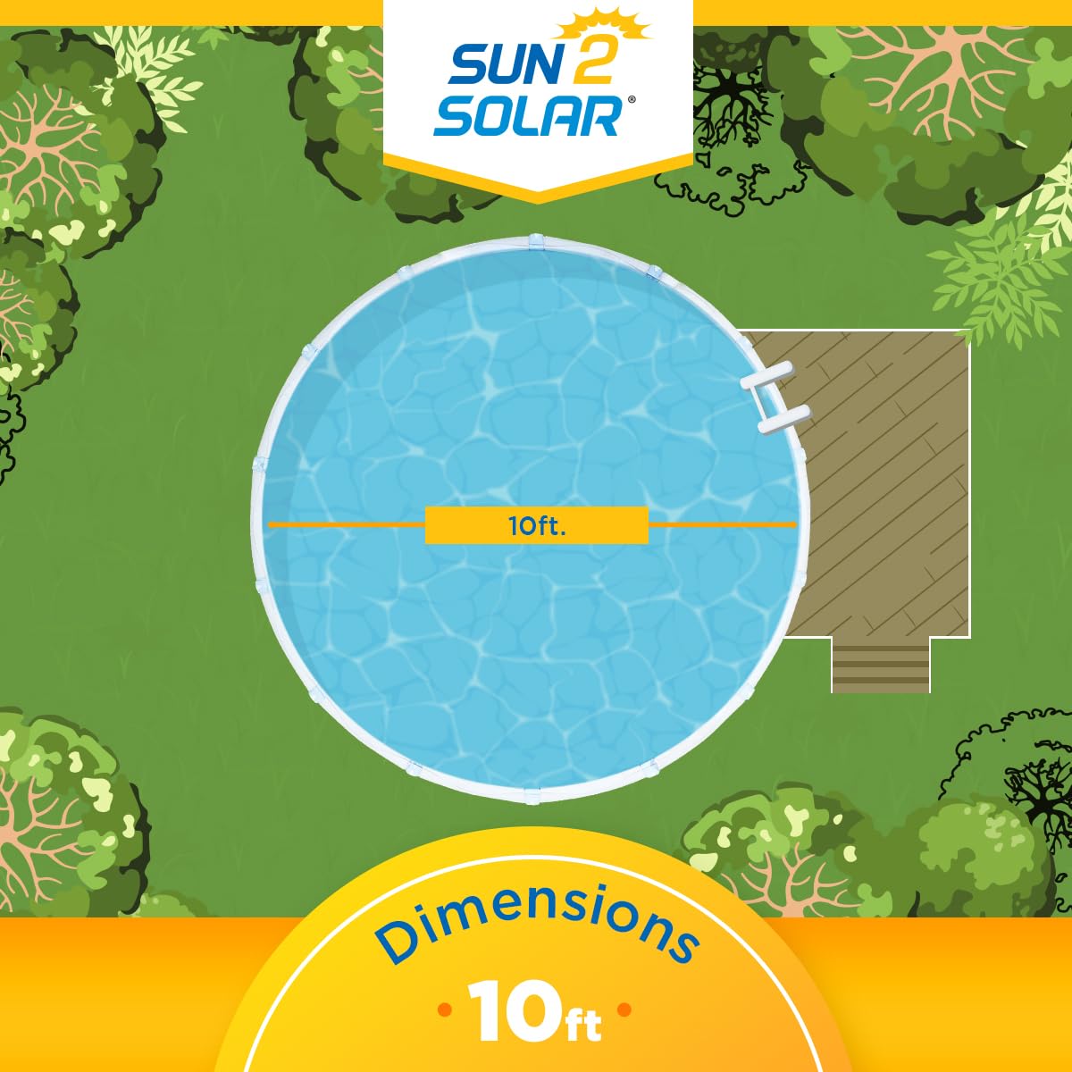 Sun2Solar Blue 10 ft Round Solar Cover | 8 Mil | Heat Retaining Blanket for Above Ground & Inground Swimming Pools | Sun's Energy Heats Pool | Bubble Heating Blankets | 800 Series