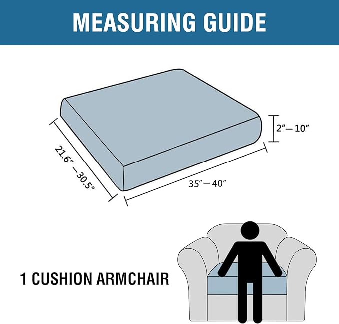 H.VERSAILTEX Super Stretch Individual Seat Cushion Covers Sofa Covers Couch Cushion Covers Slipcover Sets Thick Jacquard Textured Twill Fabric (1 Piece Chair Cushion Cover, Taupe)
