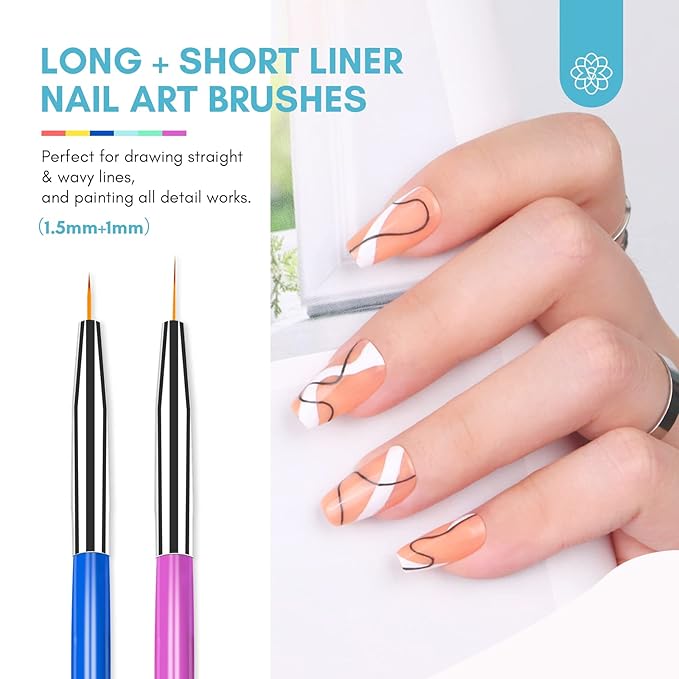 SAVILAND 6PCS Nail Art Brushes Set – Multifunctional Nail Brushes for Nail Art Nail Design Brush Gel Nail Brush for Nail Extension Nail Art Liner Brush 3 Sizes Dotting Tools for DIY