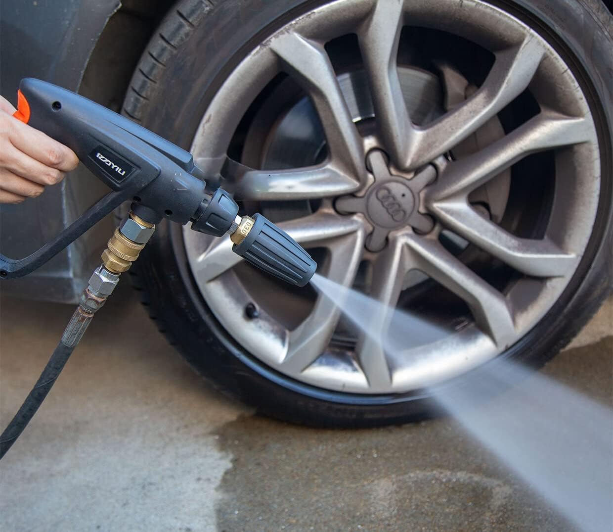 Pressure Washer Turbo Tip Max 4000PSI Turbo Nozzle Kit 360° Rotating Presure Washer Turbo Nozzles 1/4'' Quick Connect with 5 Nozzle Tips Kit Multiple Degrees(0, 15, 25, 40,Soap) 4.0 GPM 4.0 Orifice