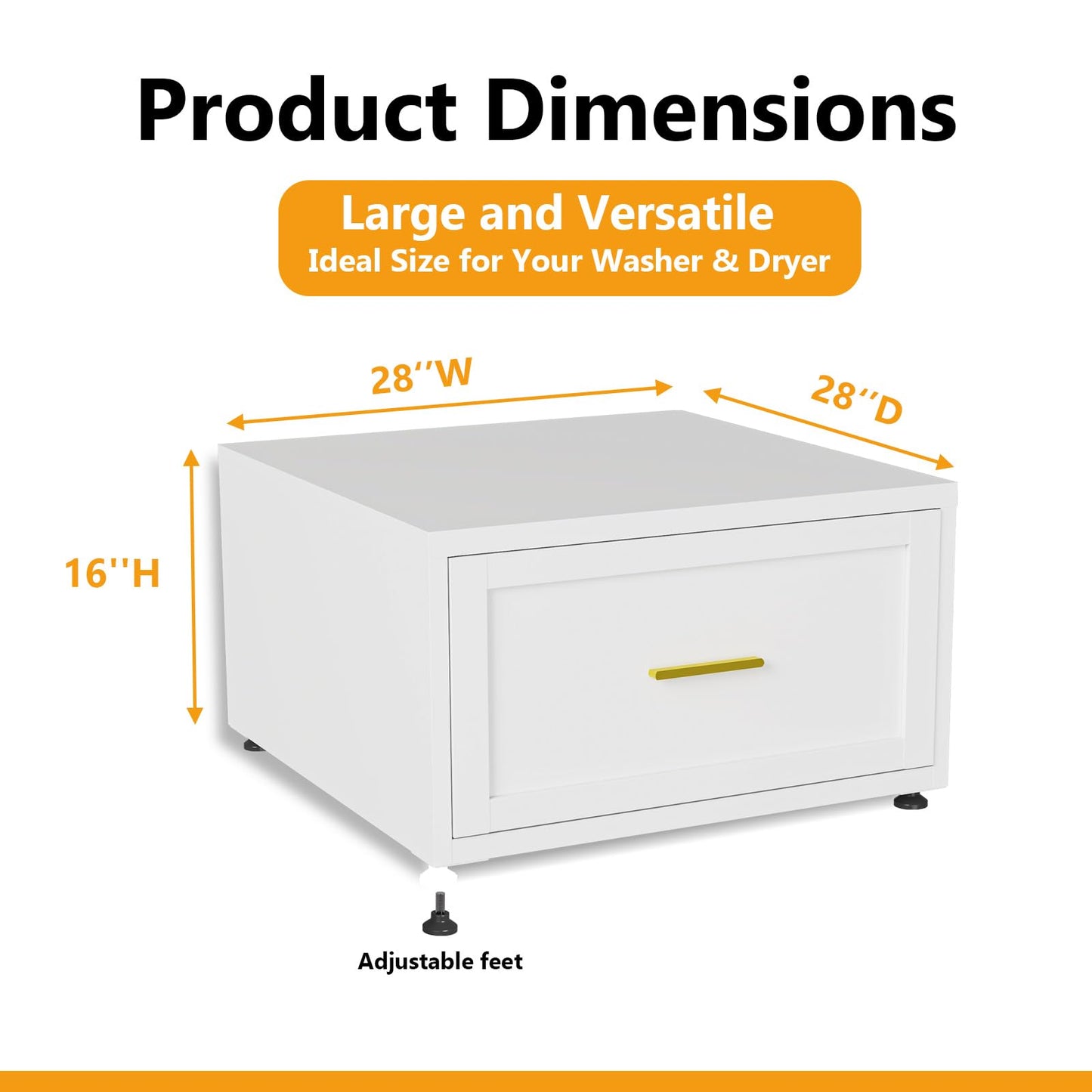 Laundry Pedestal Heavy Duty Metal Washer and Dryer Pedestals, 16"H Universal Fit Washer Stand Base, Washing Machine Stand with Storage Drawer, 440lbs Mini Fridge Stand, (White, 1PCS)