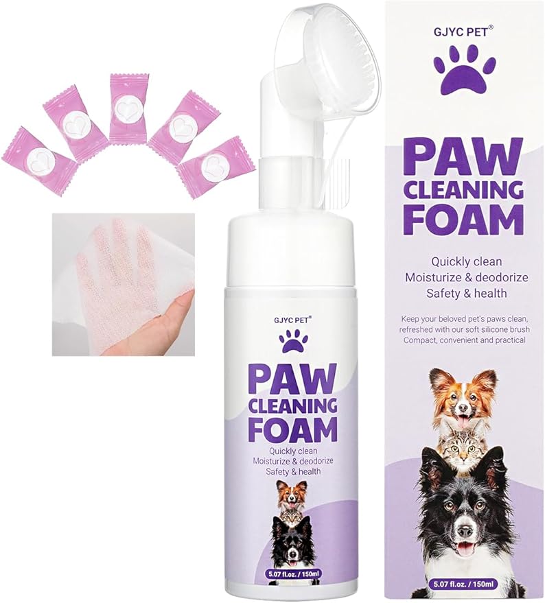 Magic Brush Paw Cleaner for Dogs & Cats, No-Rinse Foaming Pet Foot Washer with Built-in Scrubber Brush for Dirty, Muddy Paws – Suitable for Small, Medium & Large Dogs, Puppies, Kittens (5 fl oz)