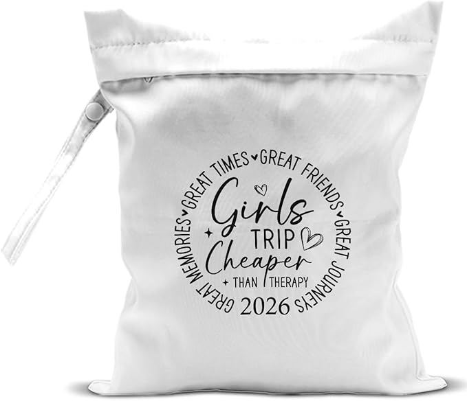 Girls Trip Gifts Wet Dry Bag, Beach Bag Wet Bag Favors, for Swimsuit Toiletry Travel Essentials For Women Aloha Bags, Beach Travel Gym Laundry bags for Dirty Diaper Swimsuit Gifts (White)