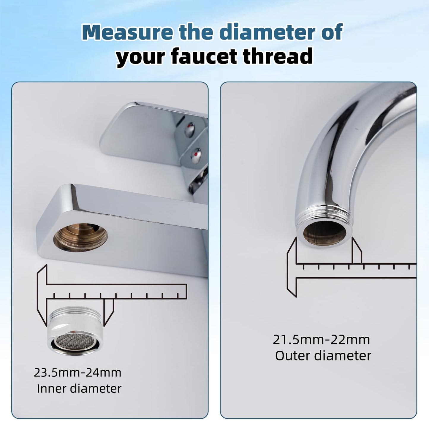 Hibbent Faucet Adapter Kit, Swivel Adapter to Connect Garden Hose - Multi-Thread Solid Brass Quick Connector Garden Hose Fitting 3/4 Inch - Chrome