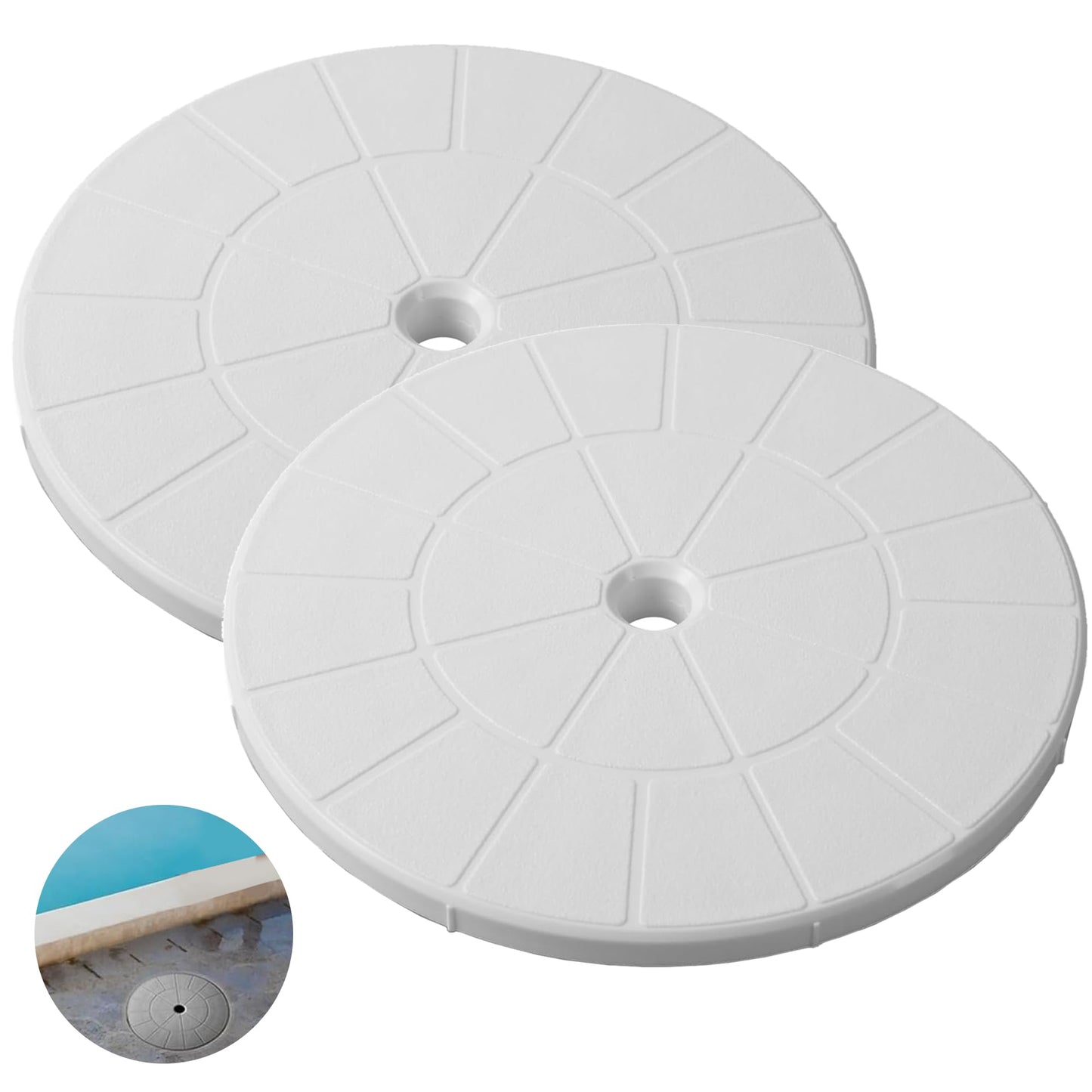 TonGass (2-Pack Round 9 1/8" Skimmer Valve Top Cover Lids Replacement Part for 9" Pool/Spa Deck Lid Plate Highly Durable Pool Skimmer Cover with UV Inhibitors