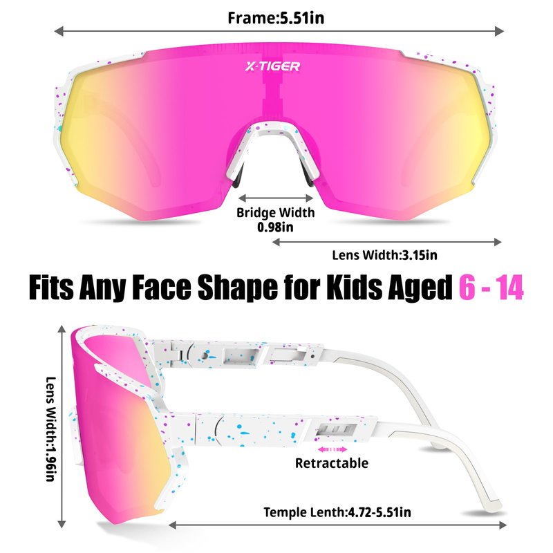 X-TIGER Polarized Youth Baseball Sunglasses UV400 Kids Sunglasses Boys Girls 8-12 Youth for Softball Cycling Sports Glasses
