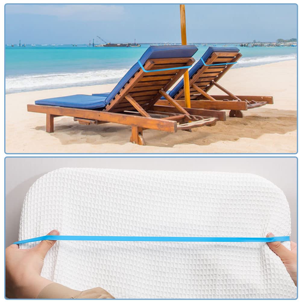 10 Pcs Beach Towel Bands Rubber Towel Clips for Beach & Cruise Chairs, Stretchable Towel Holder Chair Bands for Beach Cruise Vacation Essentials Outdoor Gear Packing (0.4×12Inch)