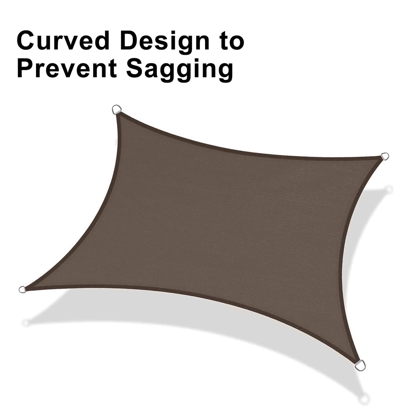 LOVE STORY 13' x 16.5' Rectangle Brown Sun Shade Sail Canopy UV Block for Outdoor Patio Garden Backyard