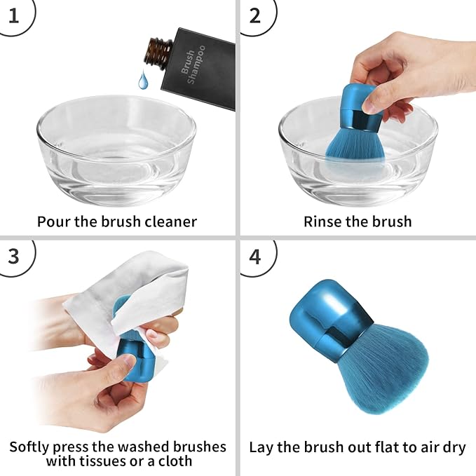Vaincre Nail Art Dust Powder Remover Brush, Soft Nail Art Dust Cleaner Brush for Acrylic Application and Makeup(Blue)