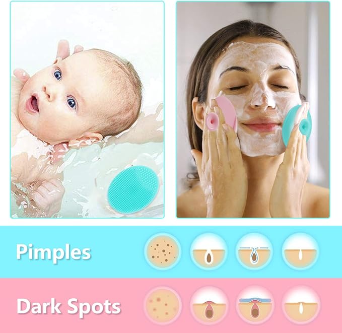 5PCS Silicone Scrubber Set, Lip Scrub Brush, Silicone Face Cleansing Brush, Face Applicator Tool and 2PCS Exfoliating Brushes for Men Women
