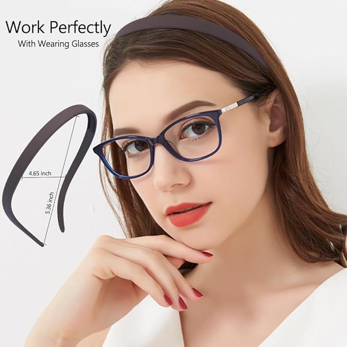 TOBATOBA Headbands for Glasses Wearers No Pressure No Headache Square Sunglasses Headband for Women Comfortable Plastic Hairbands with teeth, Womens Headbands Non Slip 6Pcs