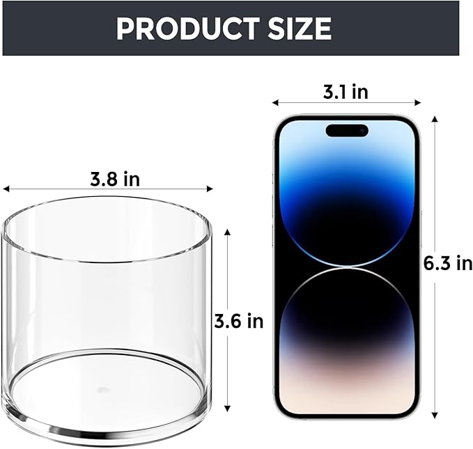 MaxGear Acrylic Pen Holder 2-Pack, Clear Round Makeup Brush Holder & Pencil Cup, Versatile Cylinder Container Organizer for Desk, Cosmetics, Toothbrush, Crayons, Utensils, Office & Stationery Supplies