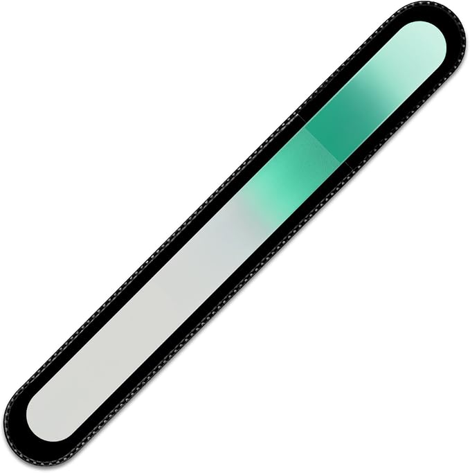 Mont Bleu Rainbow Crystal Nail File in Black Pouch - Large/Professional Size - Czech Tempered Glass - Handmade in Bohemia (Czech Republic)