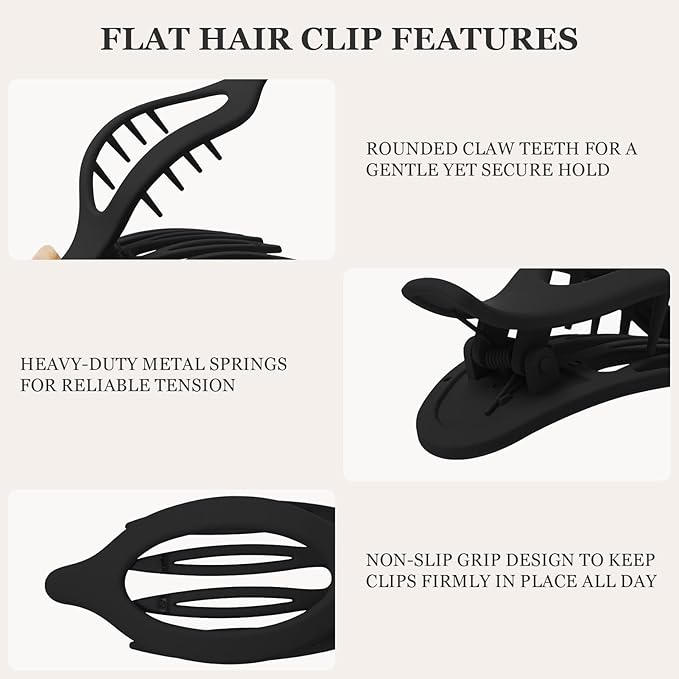 8 Pcs French Flat Hair Clips for Women Matte Claw Clips for Thick & Thin Hair No-Slip Hair Claw Strong Hold Styling Barrettes Accessories