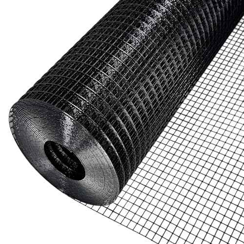 Black Hardware Cloth 48'' x 50' 1/2 inch Mesh 19 Gauge - PVC Coating Wire Mesh Rolls Vinyl Coated Wire Fence Roll Garden Fencing Chicken Run Mesh Screen