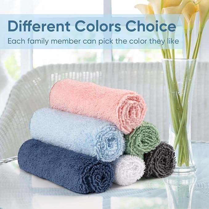 HOMEXCEL Microfiber Washcloths 50 Pack, Highly Absorbent and Soft Face Towel, Multi-Purpose Wash Cloths for Bathroom, Hotel, Spa, Gym, and Kitchen, 12x12 Inch
