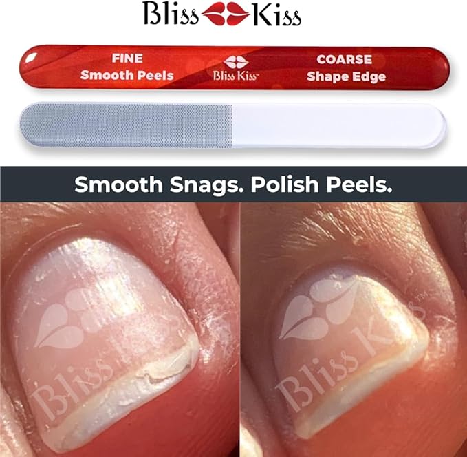 Bliss Kiss Nano Glass Nail File & Callus Buffer for Weak, Brittle, Peeling Nails for Women for Natural Nails with Case