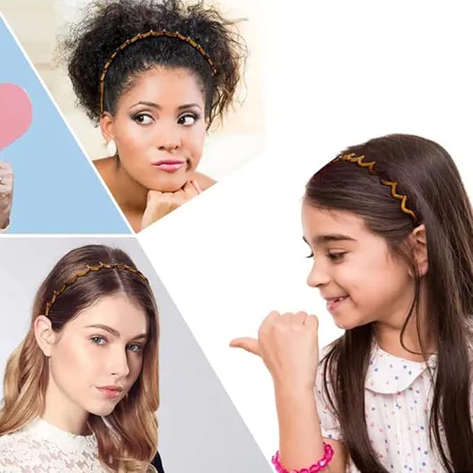 Fashion Wide Zig Zag Headbands for Women and Men - Plastic Wavy Hair Band with Teeth Comb - Classic 90s Hair Accessories for Face Washing Skin Care Makeup Hair Holder Everyday Use