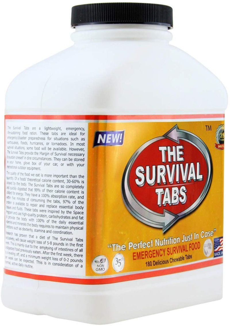 Survival Tabs 15 Day 180 Tabs Emergency Food Survival Food Meal Replacement MREs Gluten Free and Non-GMO 25 Years Shelf Life Long Term Food Storage - Vanilla Flavor