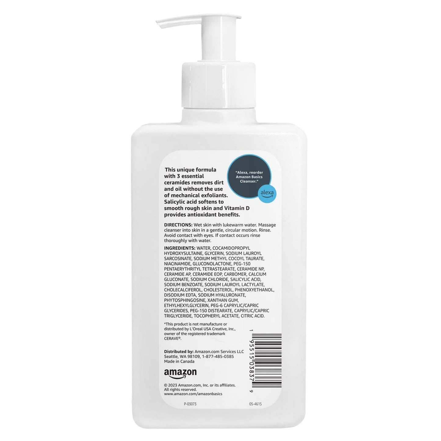 Amazon Basics Exfoliating Face Wash Cleanser, Renewing Salicylic Acid with Ceramides & Vitamin D, Foaming Formula, Smooths Skin, 8 fl oz (Pack of 3)