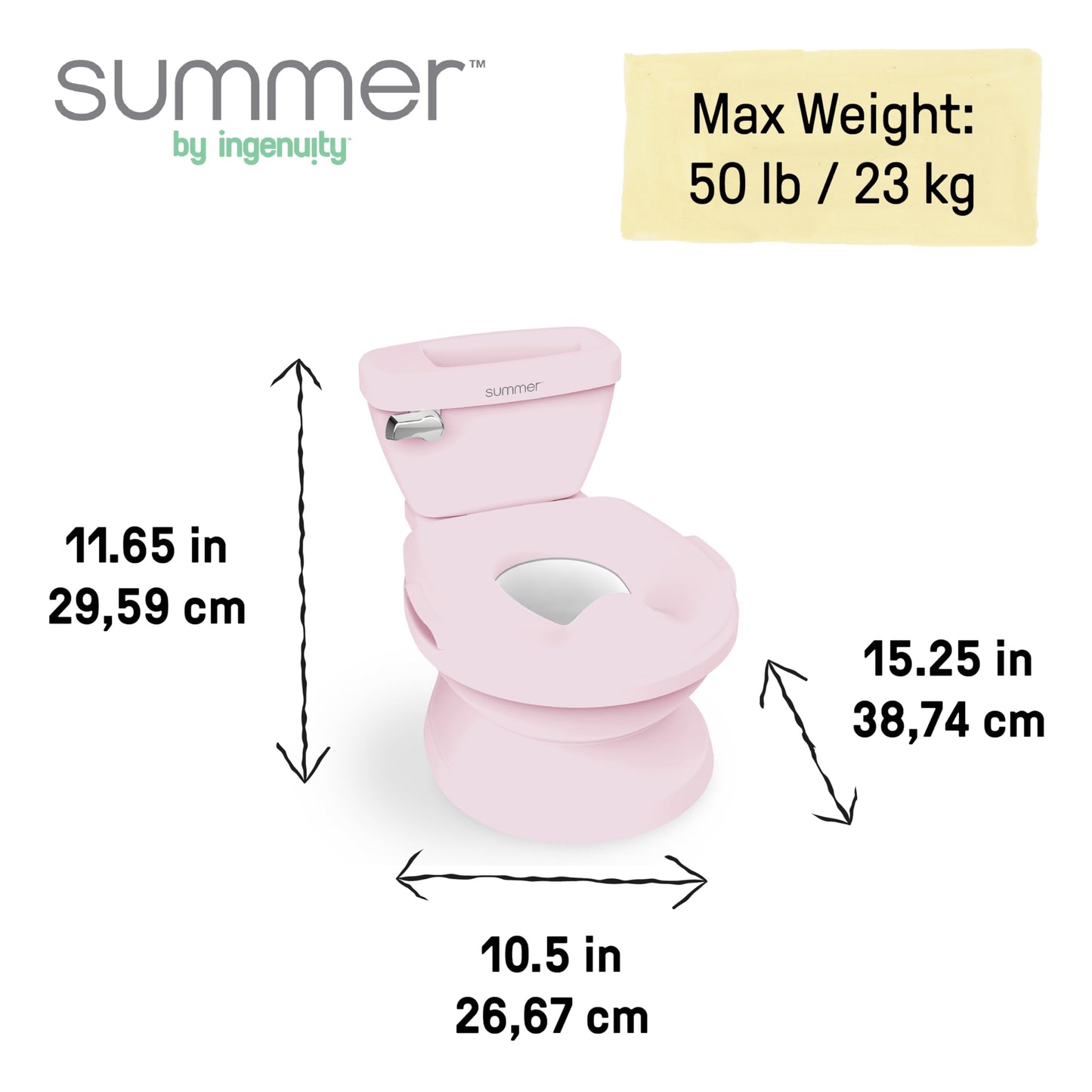 Ingenuity My Size Potty Pro in Pink, Infant Potty Training Toilet, Lifelike Flushing Sound, for Ages 18 Months, Up to 50 Pounds