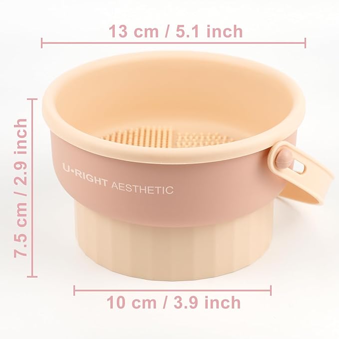 Makeup Brush Cleaner Mat 3 in 1 Silicone Makeup Brush Cleaner Bowl Cosmetic Brushes Cleaning Tool Makeup Cleaner for Brushes (Purple)