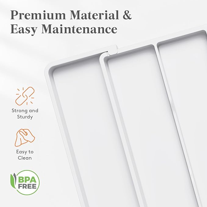 Lifewit Utensil Organizer for Kitchen Drawers, Expandable Cooking Utensil Tray, Adjustable Cutlery Silverware Flatware Holder, Plastic Spatula Tools Storage Divider, 11-18 x 14", White