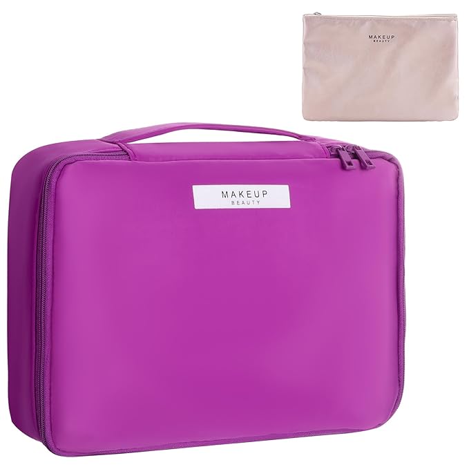 Travel Makeup Bag Cosmetic Bag Makeup Bag Toiletry bag for women and men (Deep purple)