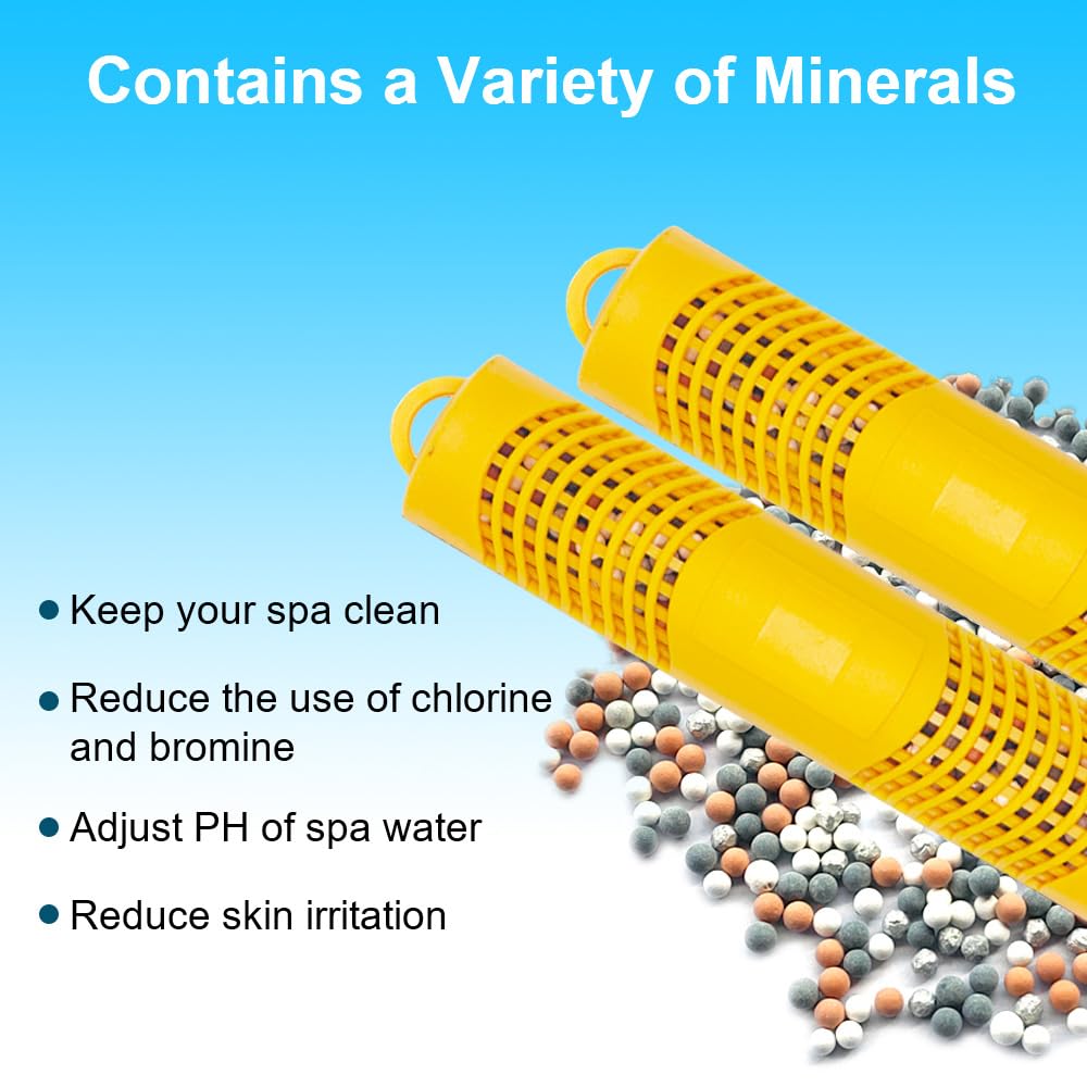 Joepoe SPA Mineral Stick, Hot Tub Stick with 4 Months Lifetime Universal for Hot Tub & Pool, Spa Mineral Cartridge Keeps Water Crystal Clear (Yellow,2-Pack)