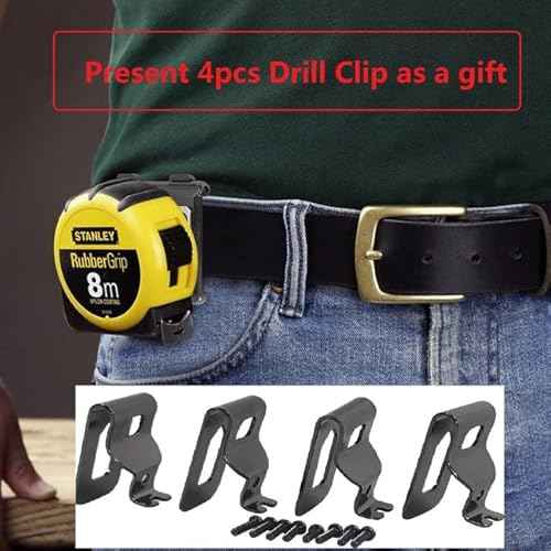 Tape Measure Holster with 4 Drill Clip, Tape Measure Holder Belt, Drill Holster Belt Clip, Drill Holster with Tool Belt Hook, Free Your Hands.