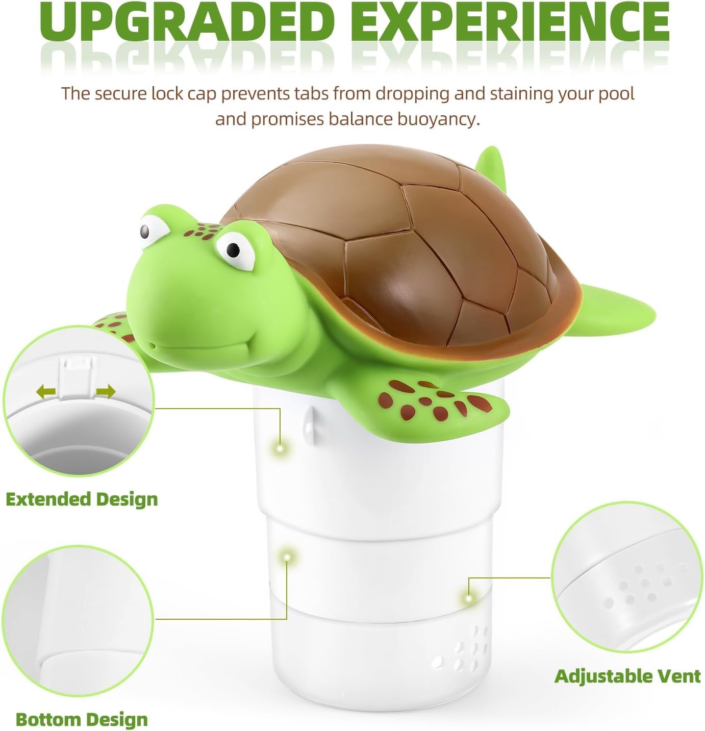 Pool Floating Chlorine Tablet Dispenser,Large Display Collapsible Chlorine Tablet Floater,Release Adjustable,Chlorine Tablet Floater for Indoor & Outdoor Swimming Pool,Hot Tub&SPA. (Turtle)