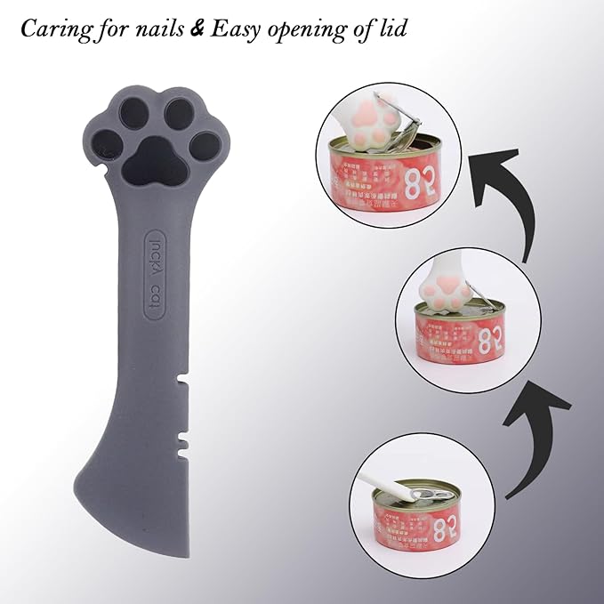 Sheldamy Silicone Pet Food Spoon, Cat Food Can Opener Paw, Wet or Dry Food Short Spoon for Cat Dog With Mini Spatula